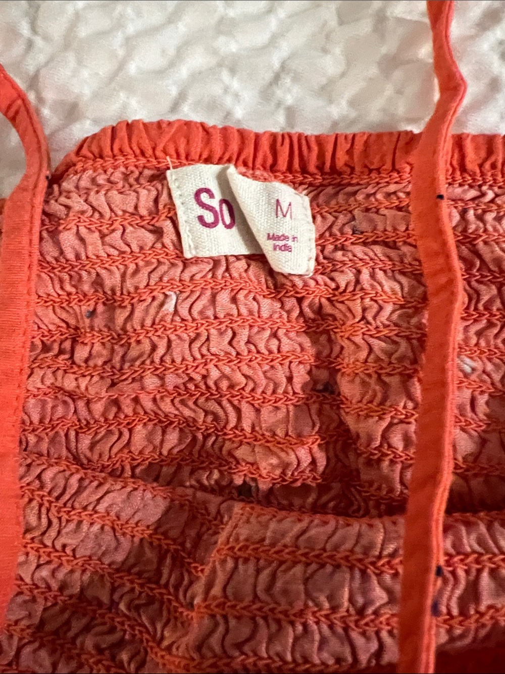 SO Orange Floral Smocked Sundress with Spaghetti Straps - Picture 3 of 4